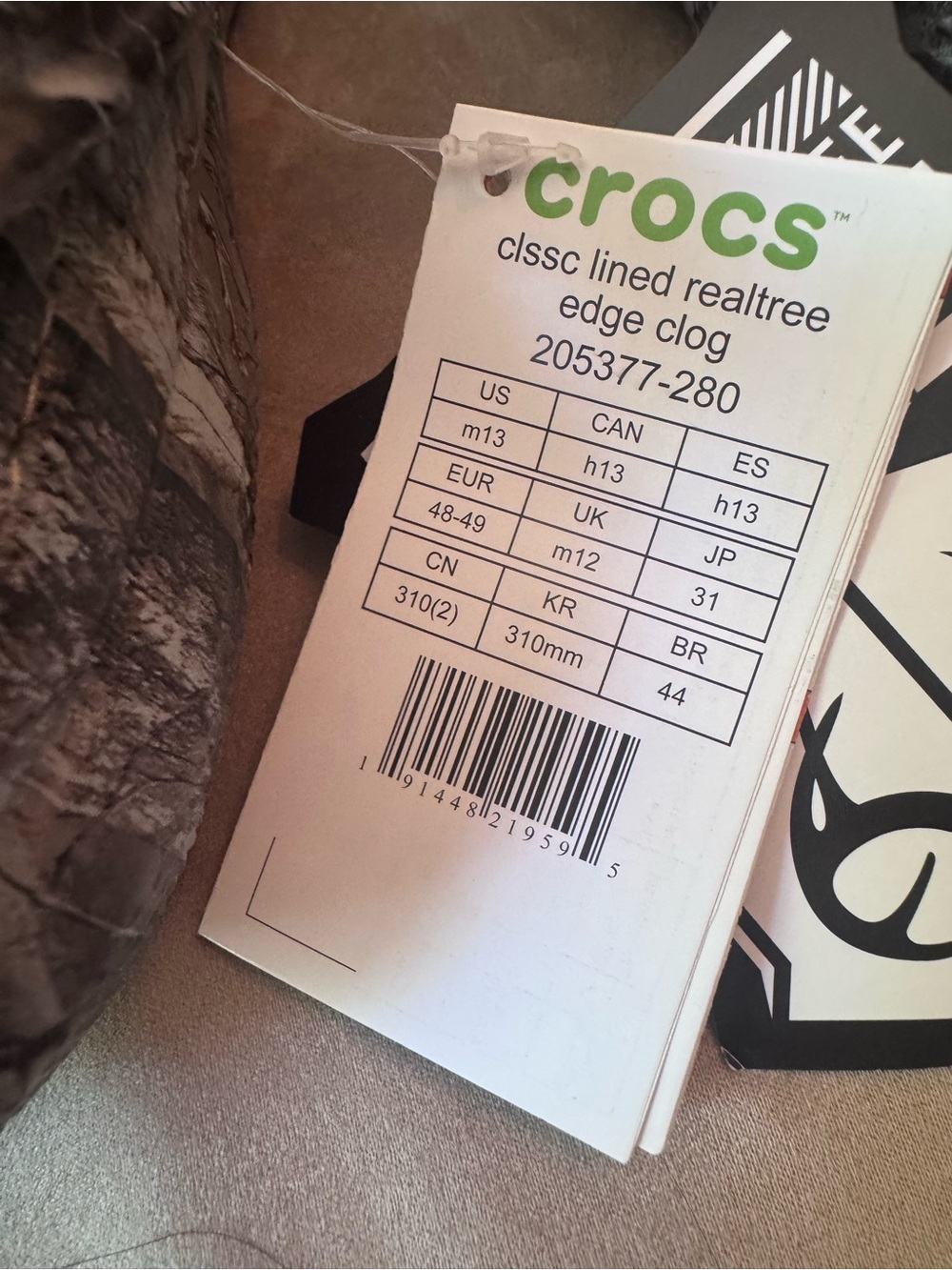 Crocs Classic Lined Realtree Edge Camo Clogs Mens 13 Hunting - Picture 7 of 7
